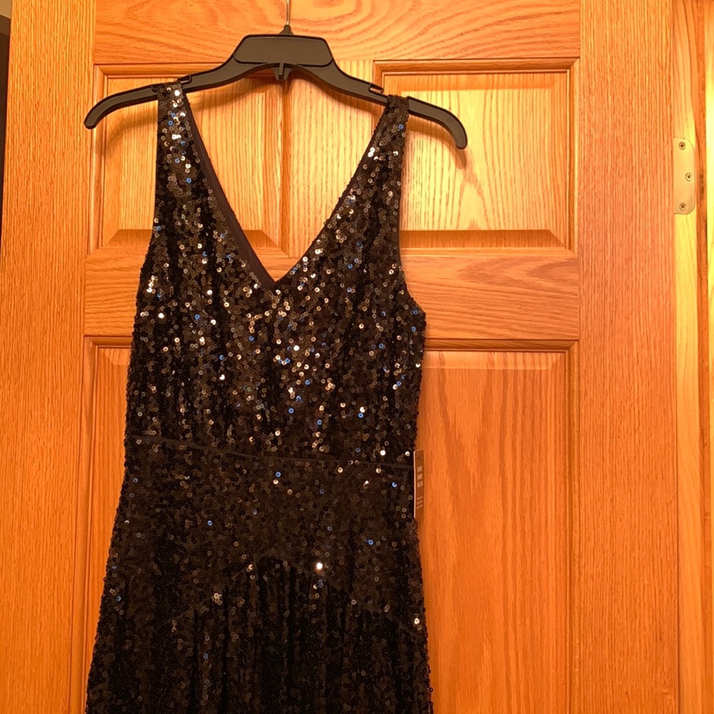 Express sequin elegant black dress